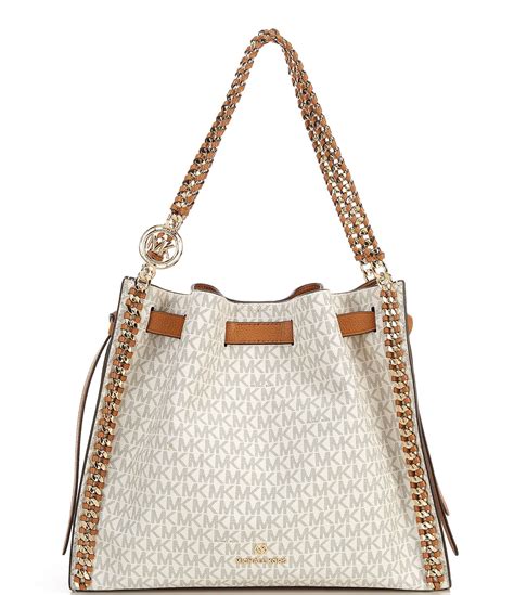 Mina Large Signature Logo Chain Shoulder Bag 